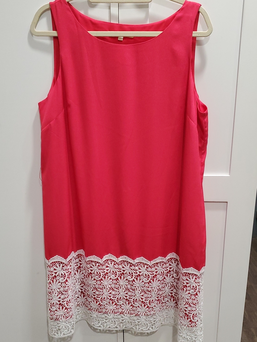 Gianni Bini Fuchsia Sleeveless Mini Dress with White Lace Trim